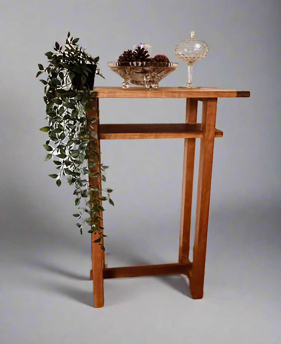 Cherry/Walnut End Table Modern 2 Tier Design