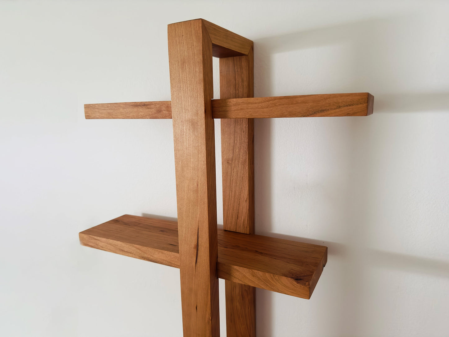 Solid Wood Shift Wall Shelf for Plants, Books, and Photos. Adjustable Mid Century Design, Scandinavian Modern Bookshelf