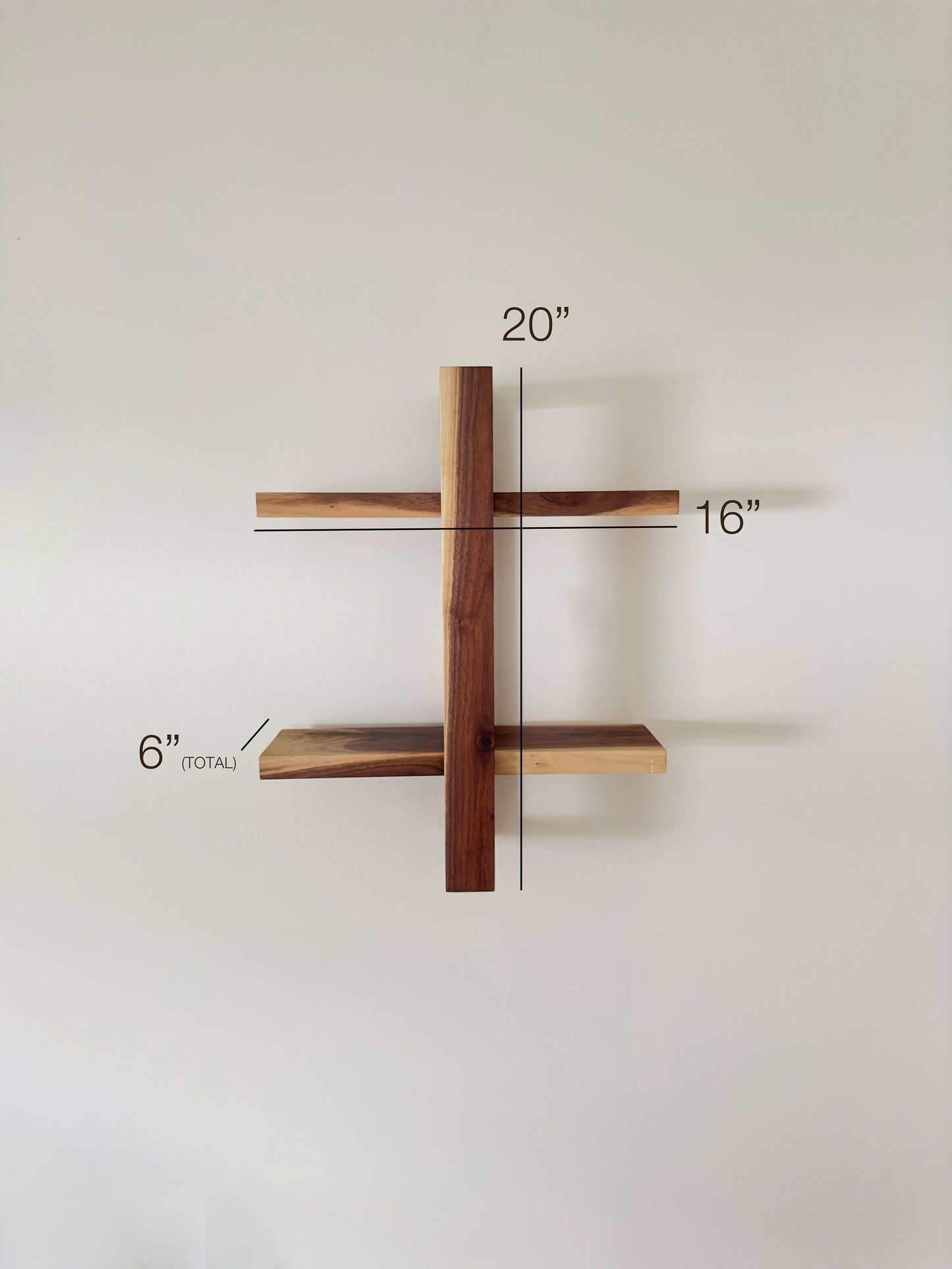 Solid Wood Shift Wall Shelf for Plants, Books, and Photos. Adjustable Mid Century Design, Scandinavian Modern Bookshelf