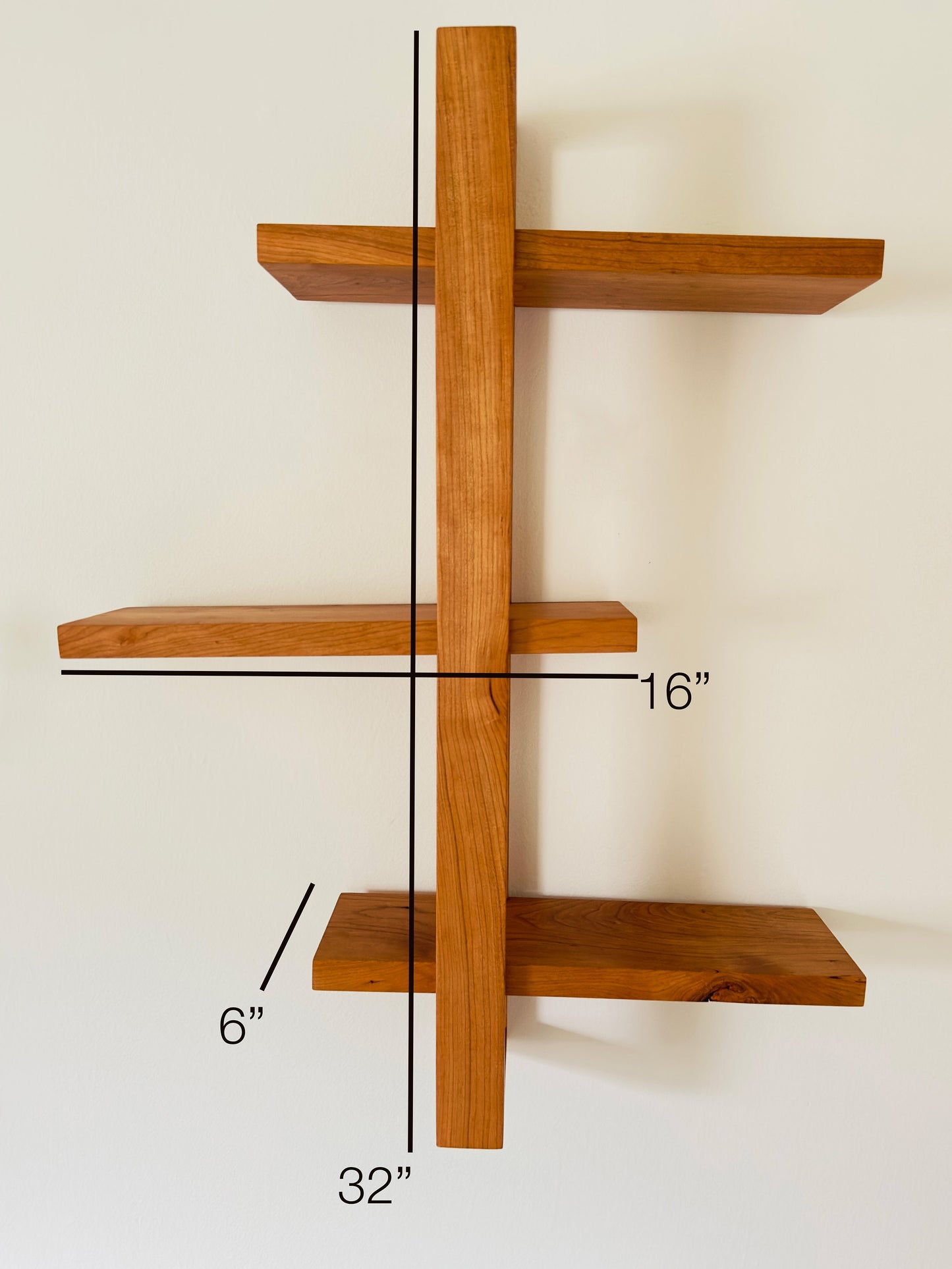 Solid Wood Shift Wall Shelf for Plants, Books, and Photos. Adjustable Mid Century Design, Scandinavian Modern Bookshelf