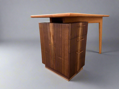 "Balance" Solid Wood Cherry & Walnut Desk, 3 Drawer Desk