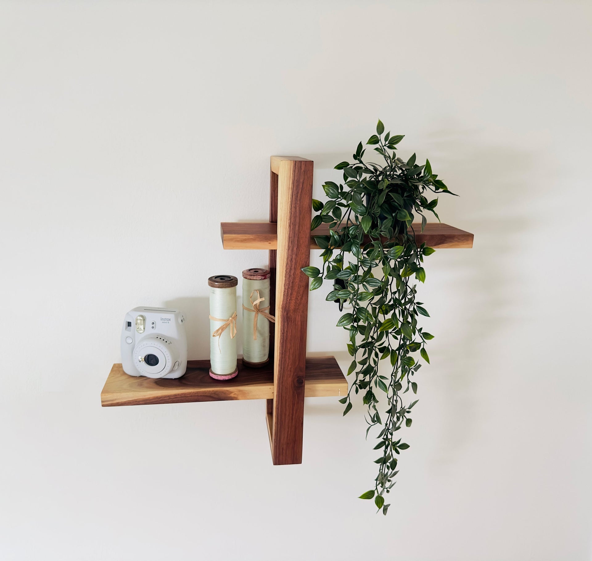 hanging wall shelves for plants Handcrafted Solid Wood Shifting Wall Shelf
