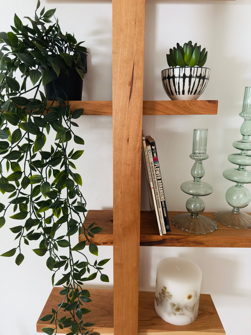 bookshelf hanging plants Handcrafted Solid Wood Shifting Wall Shelf