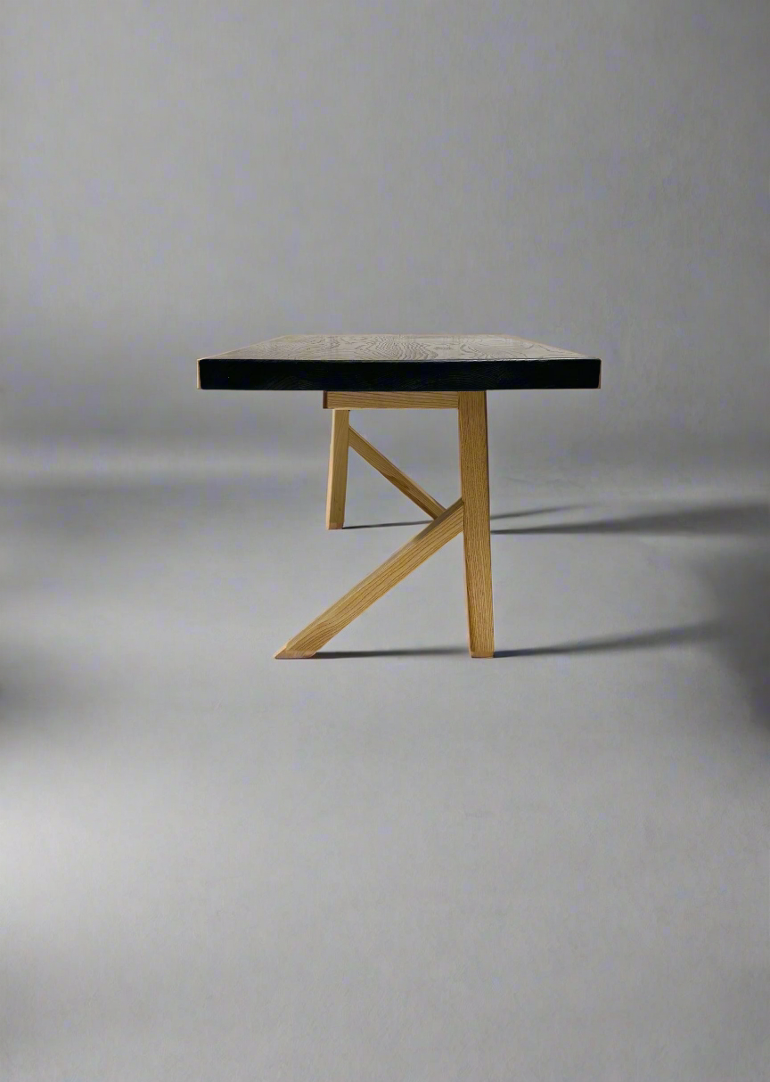 Modern Two‑Leg Solid Wood Coffee Table – Minimalist Handcrafted Contemporary Table