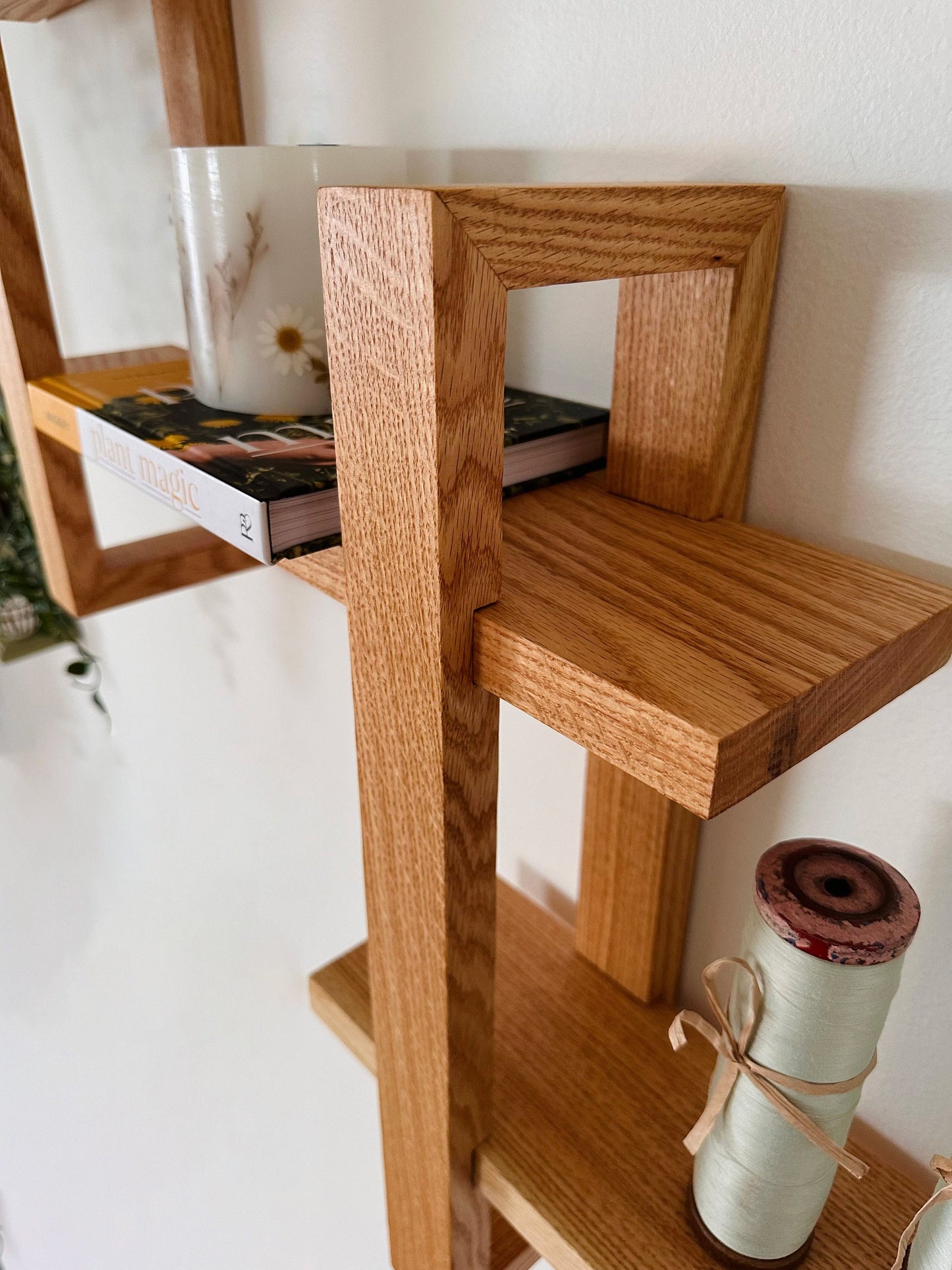 Solid Wood Floating Wall Shelf for Plants, Books, and Photos