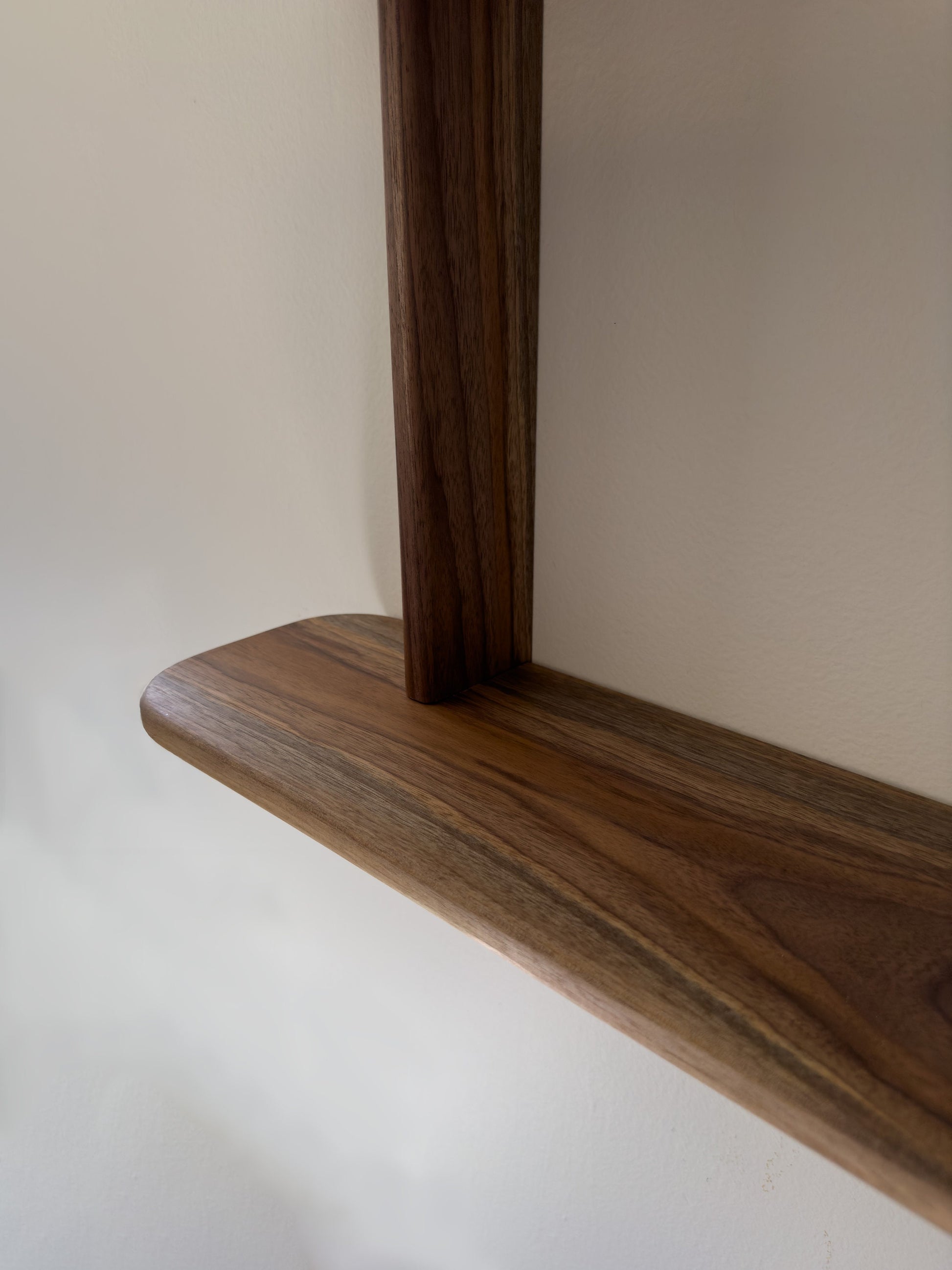 Solid Walnut Floating 2 Tier Wall Shelf for Plants, Books, and Photos.