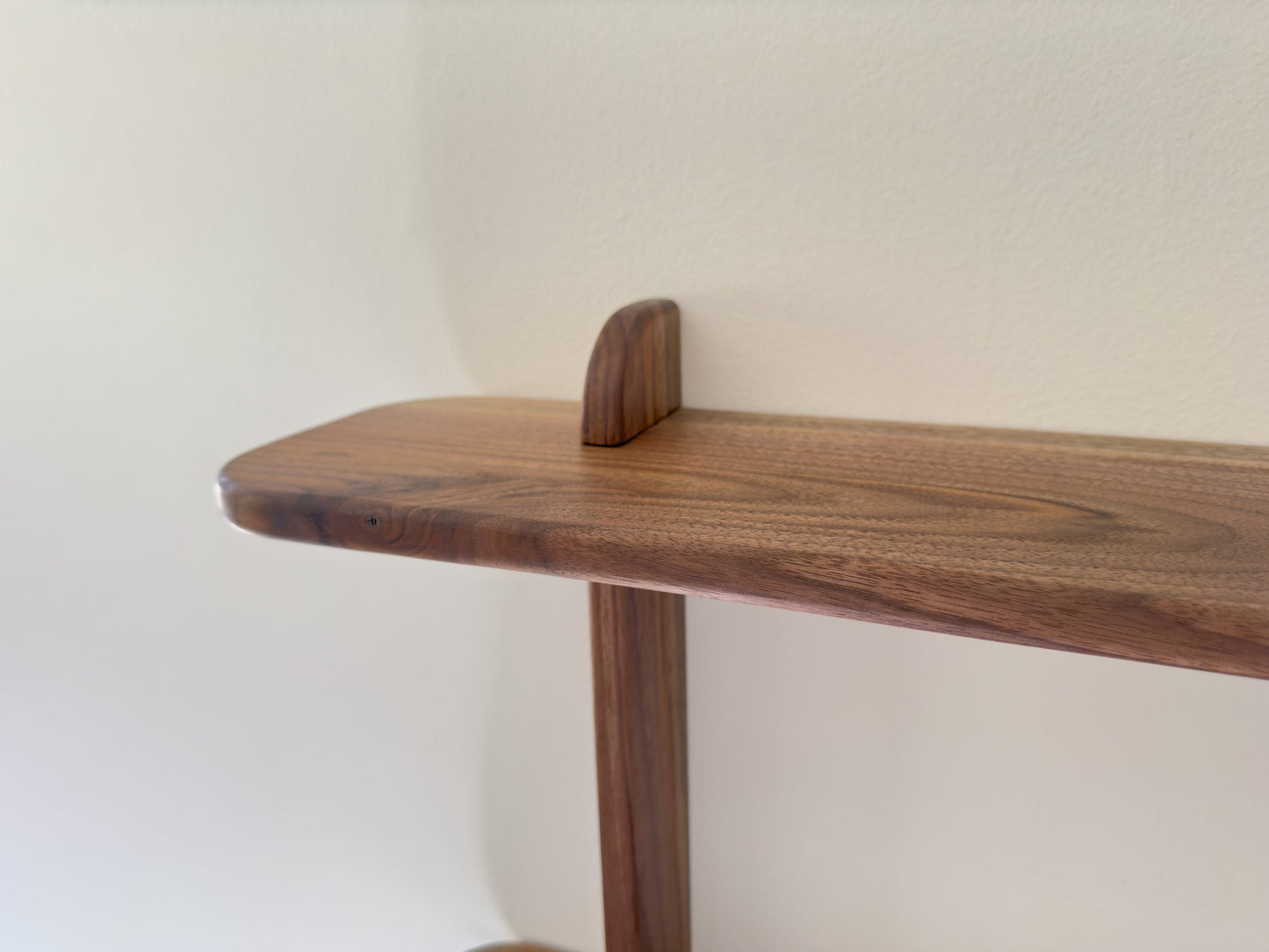 Solid Walnut Floating 2 Tier Wall Shelf for Plants, Books, and Photos.