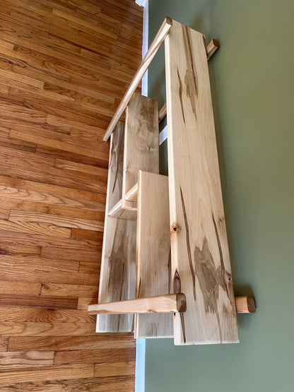 Handmade Mid Century Bookshelf - Solid Wood Console Table - Multilevel media Center