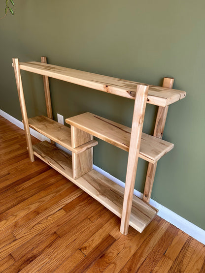 Handmade Mid Century Bookshelf - Solid Wood Console Table - Multilevel media Center