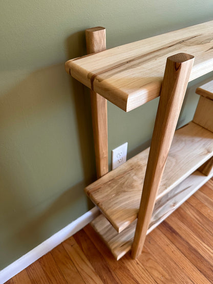 Handmade Mid Century Bookshelf - Solid Wood Console Table - Multilevel media Center