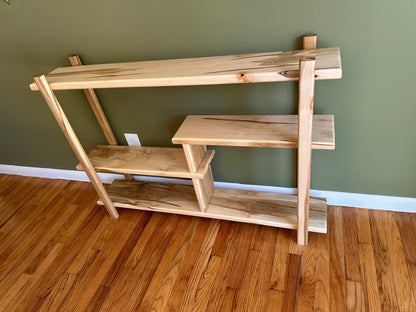 Handmade Mid Century Bookshelf - Solid Wood Console Table - Multilevel media Center