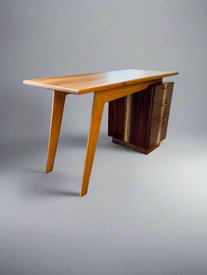 "Balance" Solid Wood Cherry & Walnut Desk, 3 Drawer Desk