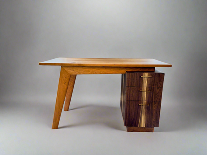 "Balance" Solid Wood Cherry & Walnut Desk, 3 Drawer Desk