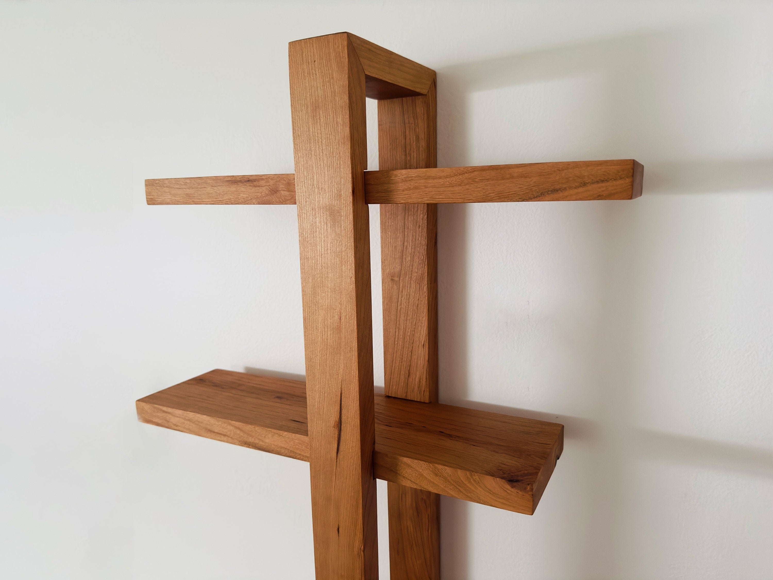 Solid Wood Shift Wall Shelf for Plants, Books, and Photos. Adjustable Mid Century Design, Scandinavian Modern Bookshelf