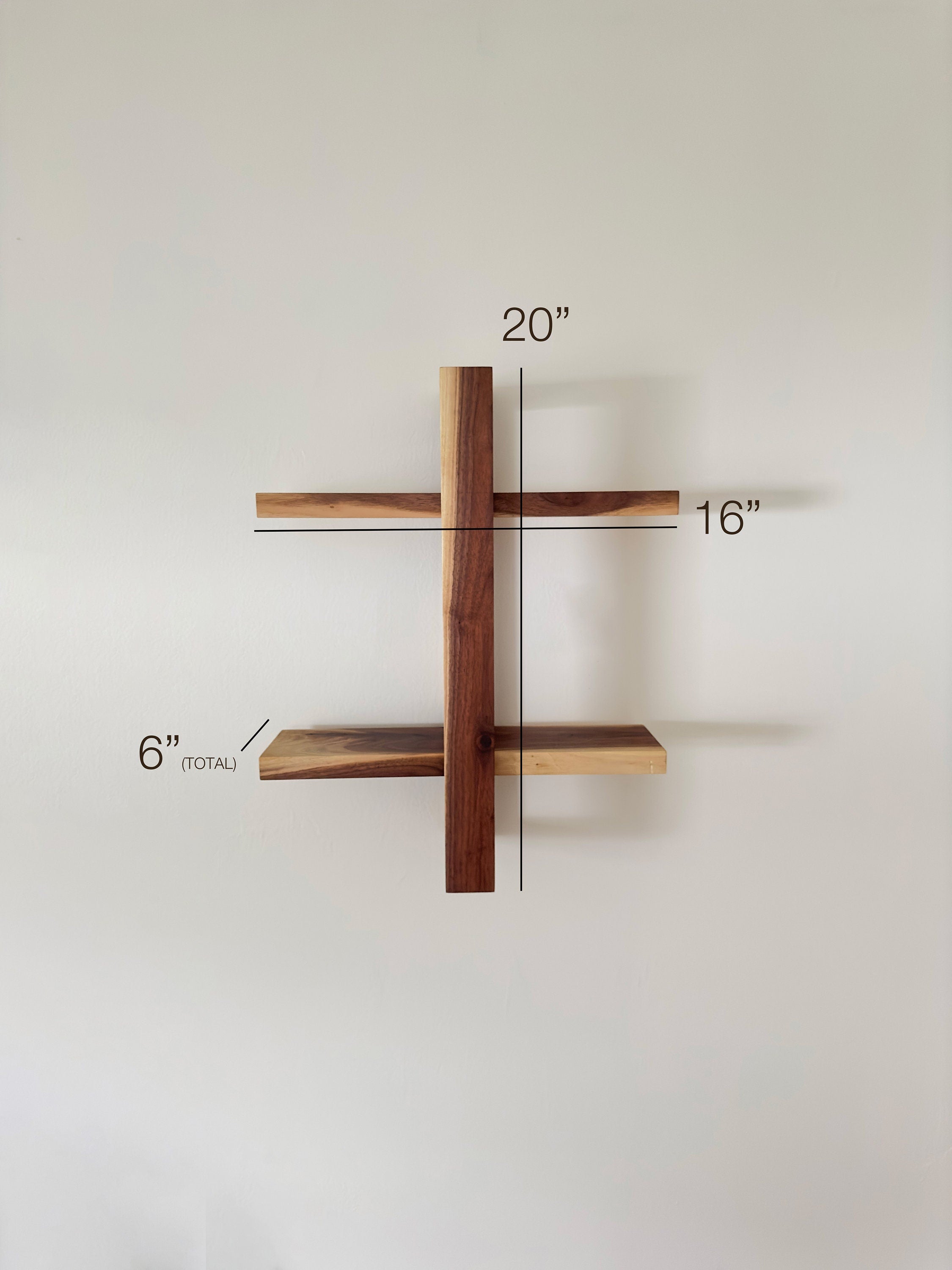 Solid Wood Shift Wall Shelf for Plants, Books, and Photos. Adjustable Mid Century Design, Scandinavian Modern Bookshelf