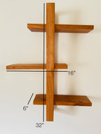 Solid Wood Shift Wall Shelf for Plants, Books, and Photos. Adjustable Mid Century Design, Scandinavian Modern Bookshelf